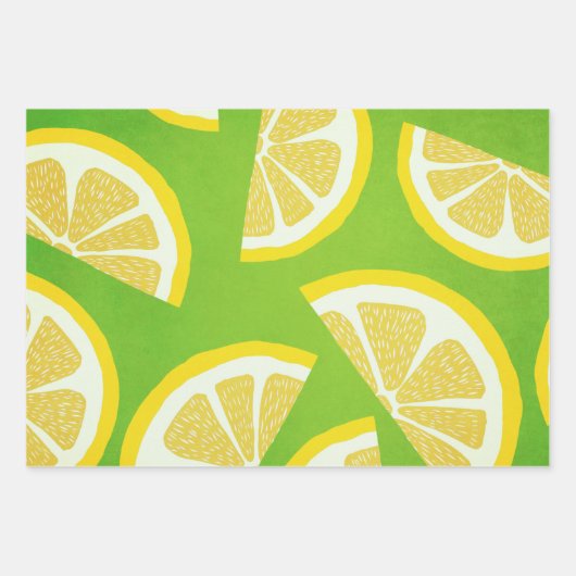 Lemon Slices on Lime Green Background Inpakpapier Vel (Voorkant)
