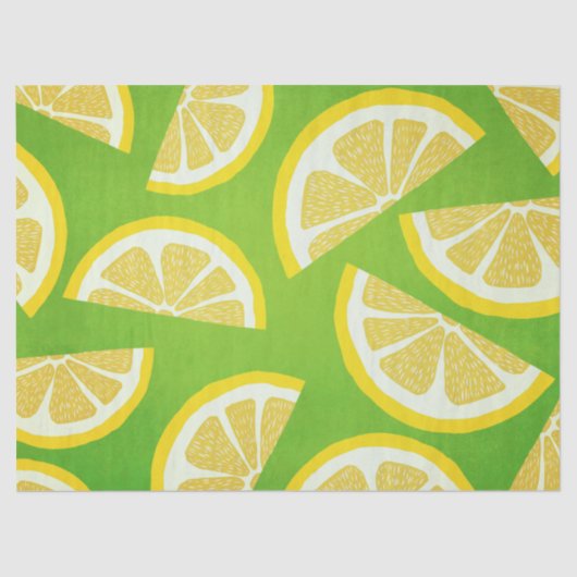 Lemon Slices on Lime Green Background Tissue Paper Tissuepapier (Voorkant)