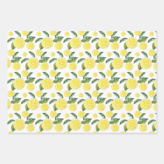 Lemon Slices Waterverf Art Inpakpapier Vel (Voorkant)