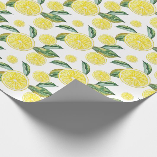 Lemon Slices Waterverf Art Wrapping Cadeaupapier (Hoek)