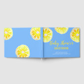 Lemon Slices Waterverf Baby shower blauw Gastenboek (Volledig)