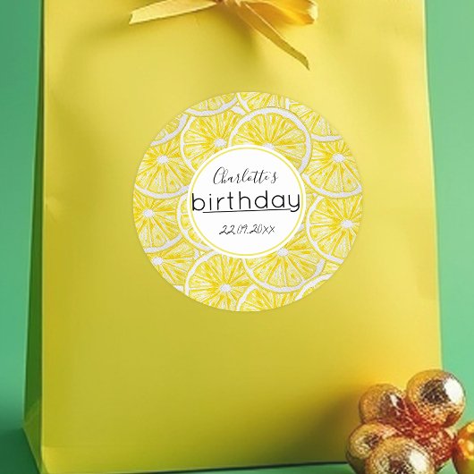 Lemon Slices Waterverf Handgeschilderd Ronde Sticker