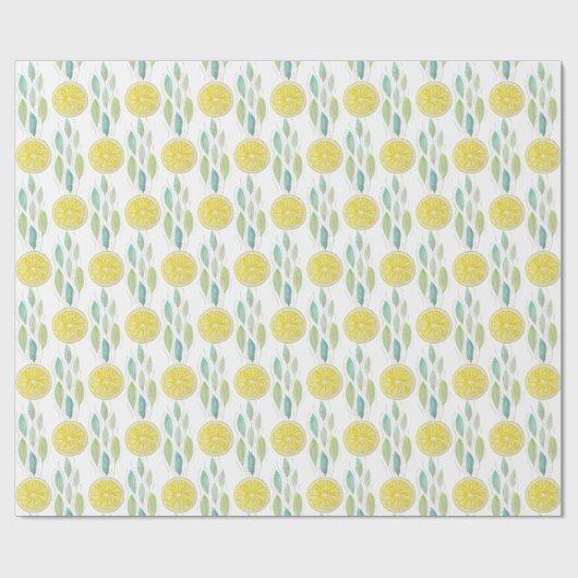 Lemon Slices Waterverf Pattern Cadeaupapier (Vlak)