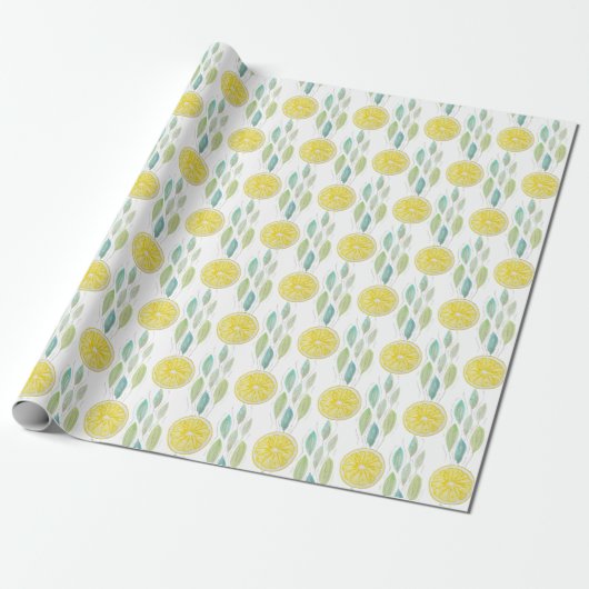 Lemon Slices Waterverf Pattern Cadeaupapier (Uitgerold)