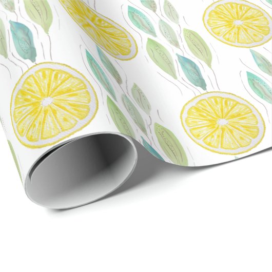 Lemon Slices Waterverf Pattern Cadeaupapier (Rol Hoek)