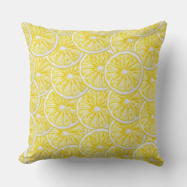 Lemon Slices Waterverf Pattern Kussen (Voorkant)