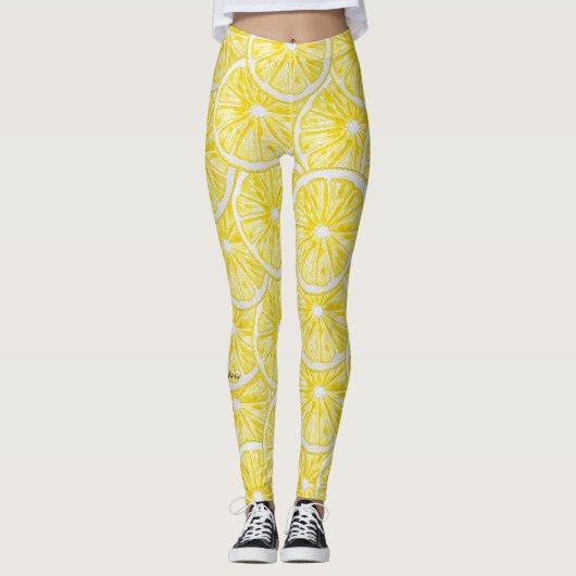 Lemon Slices Waterverf Pattern Leggings (Voorkant)