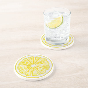 Lemon Slices Waterverf Pattern Zandsteen Onderzetter