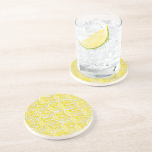 Lemon Slices Waterverf Pattern Zandsteen Onderzetter