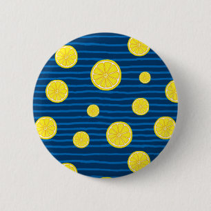 Lemon snijdt patroon ronde button 5,7 cm