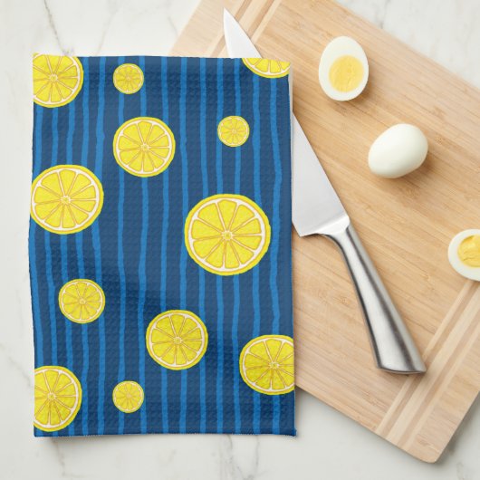 Lemon snijdt patroon theedoek (Quarter Fold)