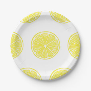 Lemon snijdt patroonontwerp af papieren bordje