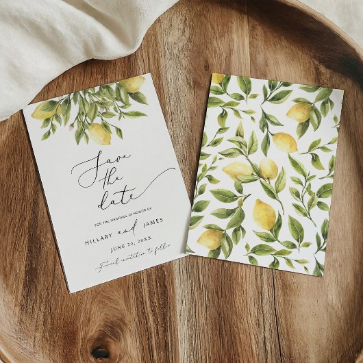 Lemon Sorrento Amalfi Kalligrafie Bewaar de datum Kaart