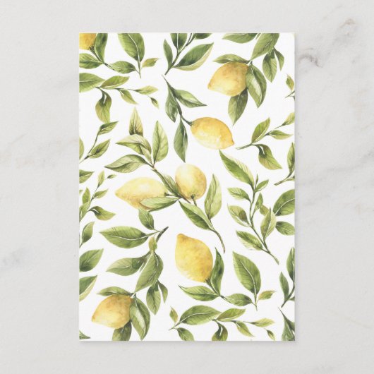 Lemon Sorrento Amalfi Kalligrafie Bruiloft Details Informatiekaartje (Achterkant)