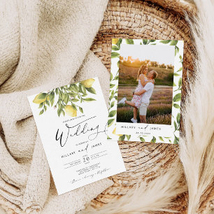 Lemon Sorrento Amalfi Kustkalligrafie Bruiloft Kaart