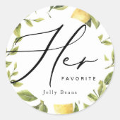 Lemon Sorrento bruiloft haar favoriete gunst Ronde Sticker (Voorkant)