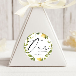 Lemon Sorrento Bruiloft Onze favoriete gunst Ronde Sticker