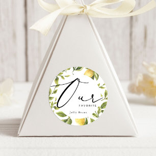 Lemon Sorrento Bruiloft Onze favoriete gunst Ronde Sticker
