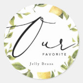 Lemon Sorrento Bruiloft Onze favoriete gunst Ronde Sticker (Voorkant)