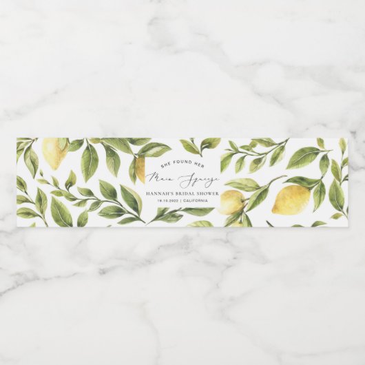 Lemon Sorrento Bruiloftsfeest Waterfles Etiket (Enkel label)