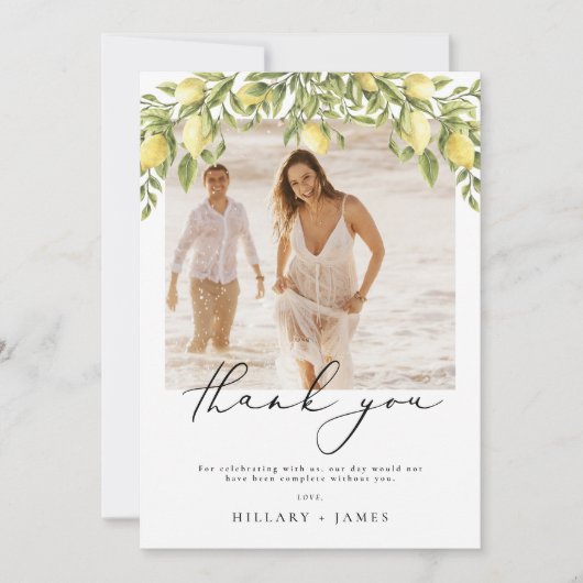 Lemon Sorrento Foto Bruiloft Dank u kaart (Voorkant)