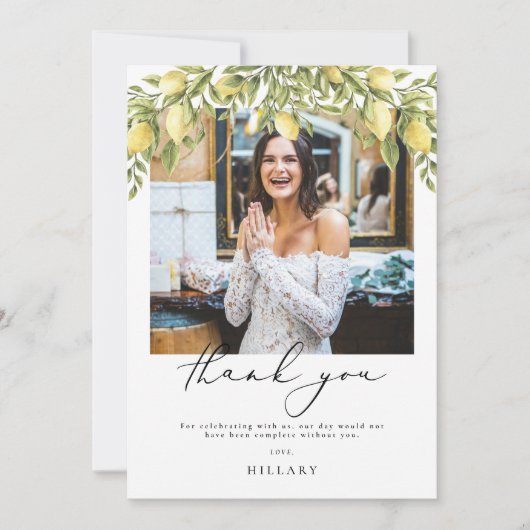 Lemon Sorrento Foto Vrijgezellenfeest Dank u kaart (Voorkant)