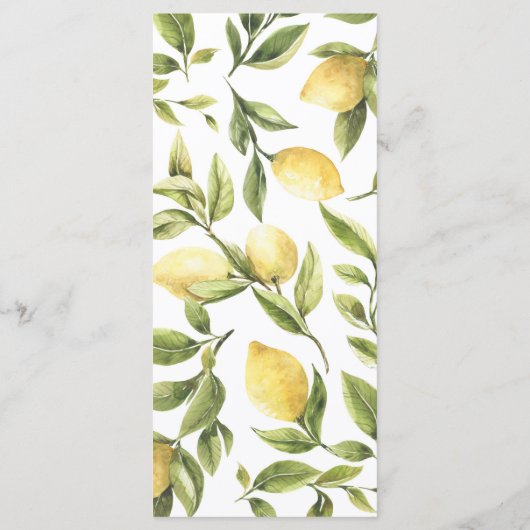 Lemon Sorrento Mediterraan Vrijgezellenfeest Menu (Achterkant)