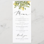 Lemon Sorrento Mediterraan Vrijgezellenfeest Menu (Voorkant)