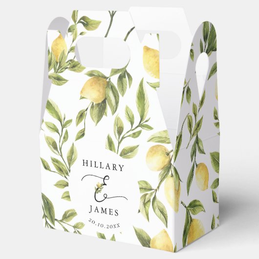 Lemon Sorrento Mediterraans Bruiloft Bedankdoosjes (Geopend)