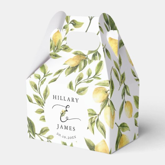 Lemon Sorrento Mediterraans Bruiloft Bedankdoosjes (Voorkant Zijde)