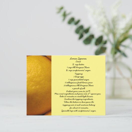 Lemon Squares Recipe Briefkaart (Staand voorkant)