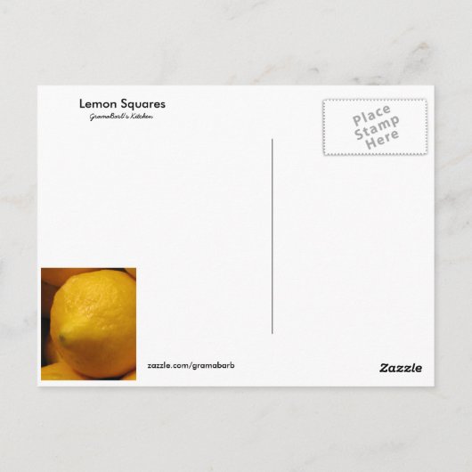 Lemon Squares Recipe Briefkaart (Achterkant)
