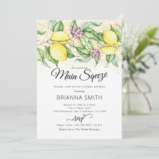 Lemon Squeeze Glitter Bridal Shower Kaart (Staand voorkant)