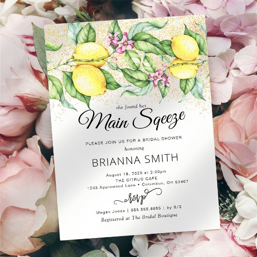 Lemon Squeeze Glitter Bridal Shower Kaart