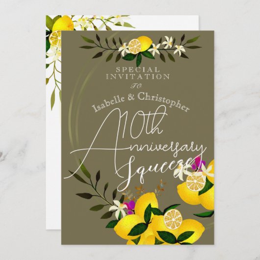 Lemon Squeeze Jubileum bruiloft uitnodiging (Voorkant / Achterkant)
