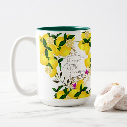 Lemon Squeeze Tweekleurige Koffiemok (Met donut)