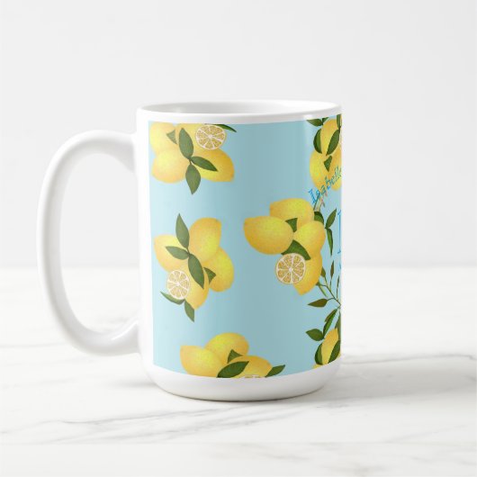 Lemon Squeeze Wedding Jubileum Blauw Koffiemok (Links)