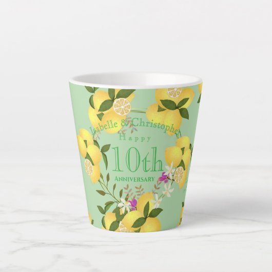 Lemon Squeeze Wedding Jubileum Groen Latte Mok (Voorkant)
