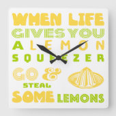 Lemon Squeezer Vierkante Klok (Voorkant)