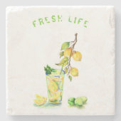 Lemon Stone Onderzetter Juice Drink Zomerfeest (Voorkant)