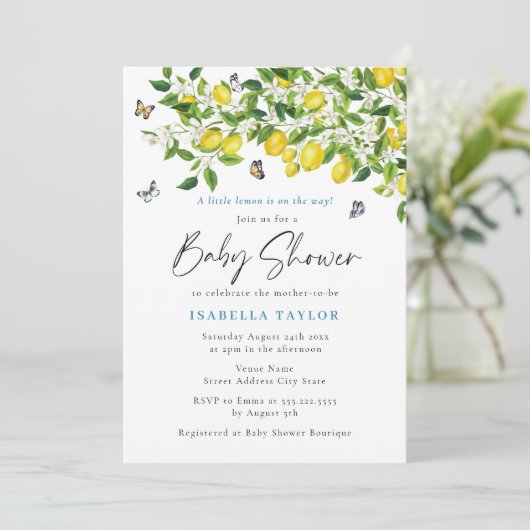 Lemon Summer Baby shower Kaart (Staand voorkant)