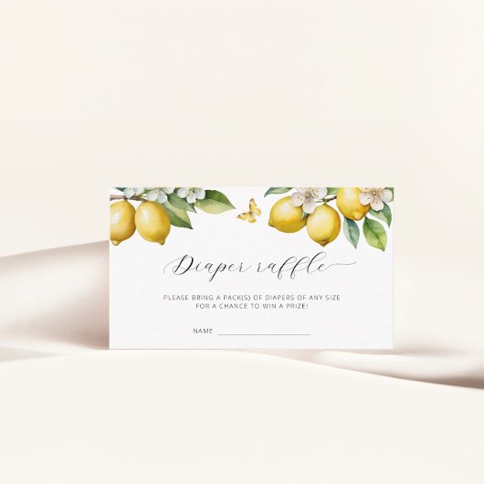 Lemon Summer Diaper Raffle Ticket Baby shower Informatiekaartje