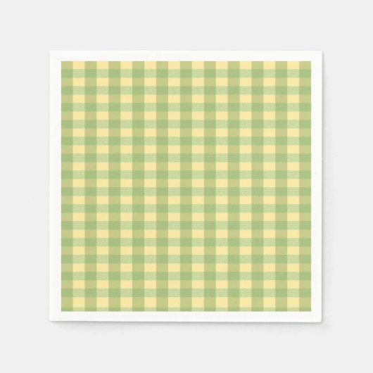 Lemon Summer Gingham Geruite Papieren Servet (Voorkant)
