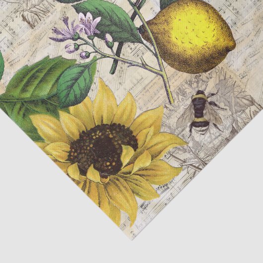  Lemon Sunflower Music Tissue Paper Tissuepapier (Detail)