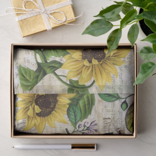  Lemon Sunflower Music Tissue Paper Tissuepapier (Geschenk)