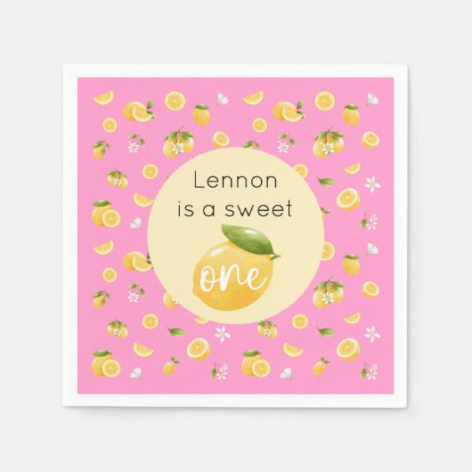 Lemon Sweet One 1e verjaardagsfeestje Servet (Voorkant)