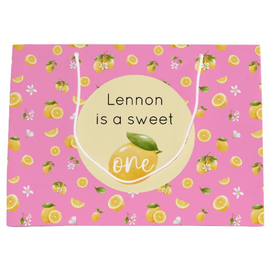 Lemon Sweet One 1st Birthday Grote Geschenktas Groot Cadeauzakje (Voorkant)