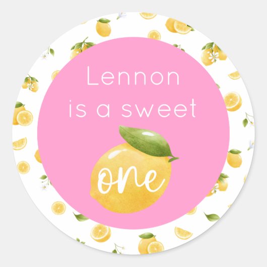 Lemon Sweet One 1st Birthday Ronde Sticker (Voorkant)