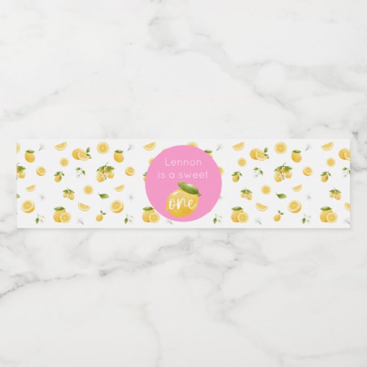 Lemon Sweet One 1st Birthday Waterfles Etiket (Enkel label)