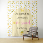 Lemon Sweet One Birthday Achtergrond Tapestry Wandkleed (In situ)